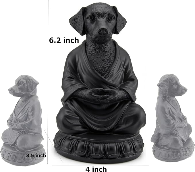 Bellaa Dog Statue Meditating Zen Buddha Yoga Pose Figurine, 6 Inch Resin Sculpture for Indoor Living Room & Outdoor Garden Decor, Mindfulness Monk Namaste Animal Gift 29608