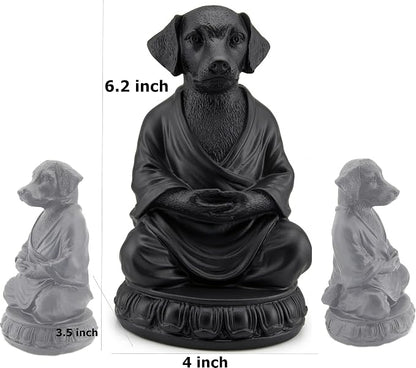 Bellaa Dog Statue Meditating Zen Buddha Yoga Pose Figurine, 6 Inch Resin Sculpture for Indoor Living Room & Outdoor Garden Decor, Mindfulness Monk Namaste Animal Gift 29608