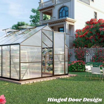 8x12 FT Greenhouses for Outdoors, Polycarbonate Greenhouse with PC Panels, Greenhouses for Outdoors for Yard, Garden, Hobby, Dark Gray