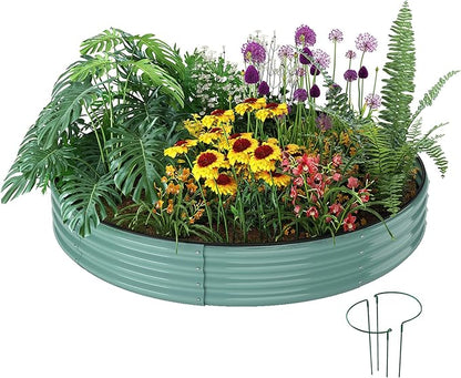 ZFHgarden Galvanized Metal Planter Round Raised Garden Bed Kit for Gardening Outdoor，3x3x1ft Grow Garden Box Raised Flower Bed，Round Galvanized Planter Outdoor Large Metal Fire Pit Ring