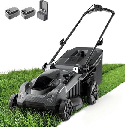 40V 18'' (Push) Extended Runtime Lawn Mower, 2-in-1 Mulching/Bagging Brushless with 6-Position Height Adjustment, Include 8.0Ah Battery x 2 and Rapid Charger