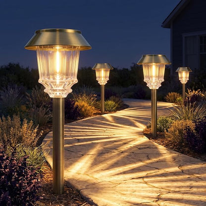 XMCOSY+ 4 Pack Solar Outdoor Lights, 40LM Dimmable Bright Garden Lights Solar Powered, Outdoor Solar Lights for Yard Landscape Lighting Driveway Walkway Path