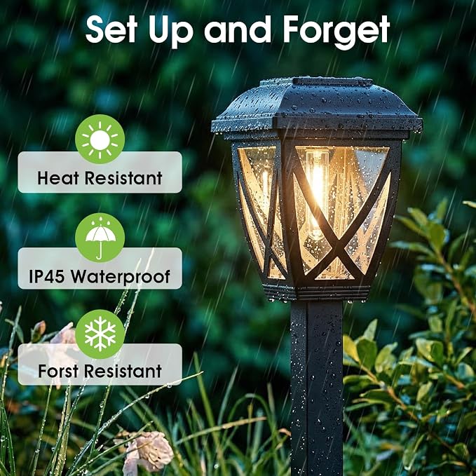 Greluna Solar Pathway Lights Outdoor 10 Pack, Auto On/Off Waterproof Solar Garden Lights, Energy Saving LED Landscape Outside Lights for Yard, Walkway, Patio & Driveway Decor