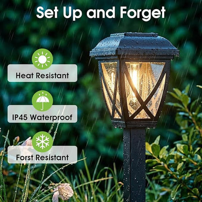 Greluna Solar Pathway Lights Outdoor 10 Pack, Auto On/Off Waterproof Solar Garden Lights, Energy Saving LED Landscape Outside Lights for Yard, Walkway, Patio & Driveway Decor