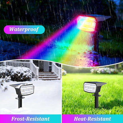 Sucolite 6-Pack Solar Spot Lights Outdoor Waterproof IP65, 9 Lighting Modes 2-in-1 Solar Landscape Spotlights for Yard, 59 LED Solar Powered Wall Lights for Garden Pathway Driveway Walkway, Multicolor