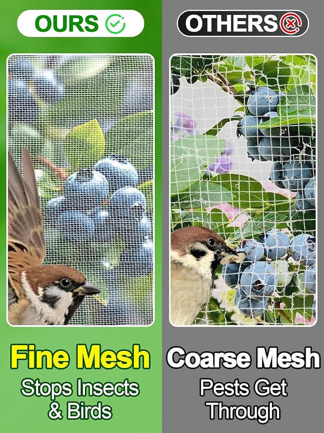 6.5x10ft Garden Netting - Ultra Fine Mesh Plant Covers to Keep Small Animals Pest Out, Bird Barrier Screen for Protecting Vegetables Fruits Flowers Raised Beds (Without Support Pole), 1 Pack