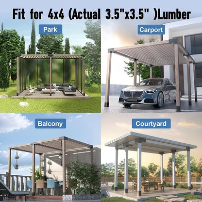 Pergola Bracket Kit, Pergola Kit for 4"x 4" (Actual 3.5" X 3.5") Lumber | Rust-Proof & Heavy Duty Gazebo Hardware Kits with 3-Way & 4-Way , DIY Pergola Brackets for Patio Backyard Outdoor Pergola