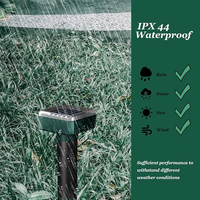 Snake Away for Outdoors, Solar Powered Snake Repellent for Yard - Sonic Snake Deterrent, Waterproof & Pet Safe for Garage, Lawn, Home Use (8)