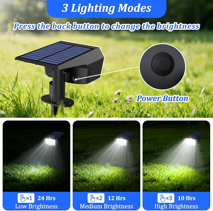 Sucolite 8-Pack Solar Spot Lights Outdoor Waterproof IP65, 3 Lighting Modes 2-in-1 Solar Landscape Spotlights for Yard, 59 LED Solar Powered Wall Lights for Garden Pathway Driveway Walkway, Cool White