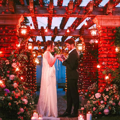100FT 300 LED Christmas Lights Outdoor Indoor, Plug in, Green Wire, Red | Waterproof Christmas Tree Lights 8 Lighting Modes Connectable String Lights for Outside Patio Garden Xmas Holiday Decorations