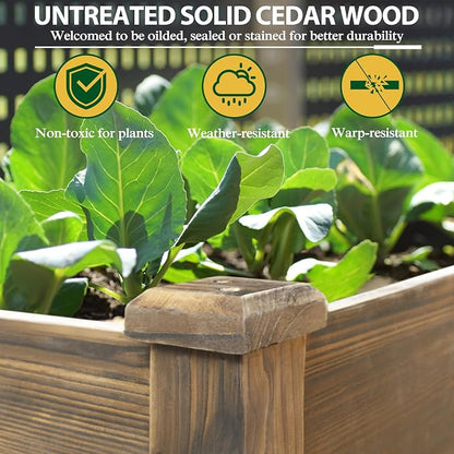 Yardenaler 48x24x33in Raised Garden Bed Featuring Legs, Outdoor Elevated Wood Planted Box Equipped with Wheels & Shelf for Vegetable Flower, Backyard and Patio, Rustic