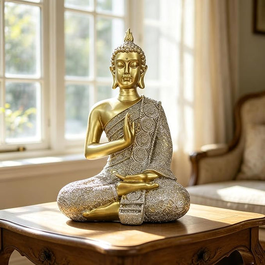 Gold Buddha Statue Gold Decor Meditation Gifts Indoor Statue for Zen Art | YOUERDA; Buddha Statues Yoga Meditation Room Home Decor Indoor, Buddhist Art Zen Sculptures Gifts for Mom