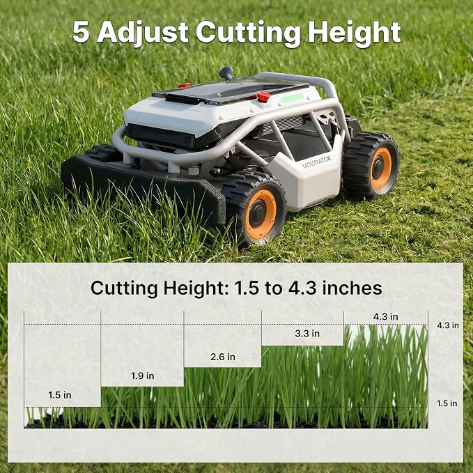 Mowrator S1 4WD 18Ah Remote Control Lawn Mower with Wide Wheels, All-Season Yard Care, 85% (40°) Slope Climbing, with Leaf Shredding Vacuum, 21" Width, 1.5–4.3" Cutting Height, Up to 1.12 Acres
