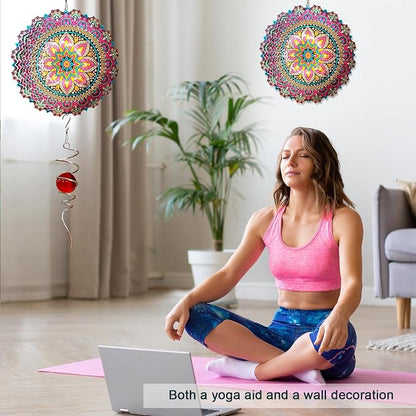 Mandala Blossom Wind Spinner - Metal Wind Spinners | 12inch 3D Kinetic Laser Cut Hanging Wind Sculpture & Wind Catcher | Outdoor Decor for Garden, Patio, Yard Art
