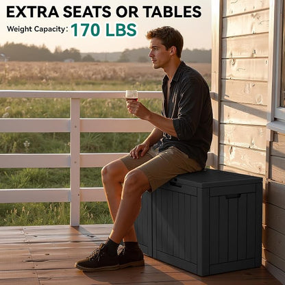 YITAHOME 30 Gallon Deck Boxes 2 Pack | Waterproof Outdoor Storage for Cushions, Tools & Pool Accessories, Resin Package Delivery for Patios, Gardens & Decks, Black