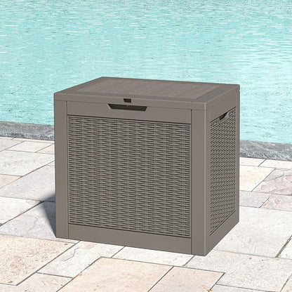 LHBGO 31 Gallon Deck Box, Resin Outdoor Storage Box, Waterproof and UV Resistant Deck Box, Lightweight Storage Box for Garden Tools, Pool Supplies