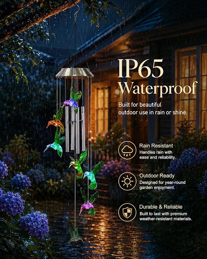 Nacome Wind Chimes for Outside: Tubes Memorial Wind Bell Mother's Day Birthday Gifts for Mom Women Grandma Her - Yard Garden Indoor Outdoor Decor (Hummingbird)