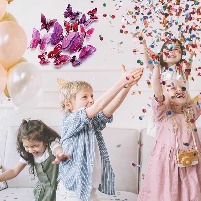 OPSEAM Butterfly Wall Decor 24/48 PCS, 3D Butterflies Stickers for Party Decorations with Magnets (Purple, 48)