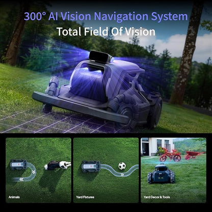 TRON Robot Lawn Mower 1 Acres, NRTK + 5 Vision Wire-Free Robotic Lawnmowe,AI Obstacle Avoidance, No Perimeter Wire,App Control,Automatic MAPE,65% Slope, All-Terrain Mowing,IPX6 Waterproof