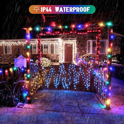 JMEXSUSS 2 Pack Solar String Lights Outdoor Waterproof, Total 400 LED 151FT Solar Christmas Lights Outdoor, 8 Modes Christmas Light for Outside Patio Yard Tree Decorations, White to Multicolor