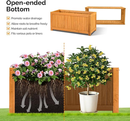 VINGLI 41" Raised Garden Bed with Wooden Bench Lid, Multi-Functional Rectangular Wood Planter Box, Cedar Wood Outdoor Planter Boxes for Flower Vegetable Herb Gardening