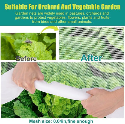 SPORTYOUTH 10x50Ft Garden Netting Ultra Fine Mesh Bird Net for Raised Beds | Insect Mosquito Bugs Barrier, Easy Cut Large Reusable Row Cover for Fruit Trees Plants Vegetable Berry Bush Patio Protection