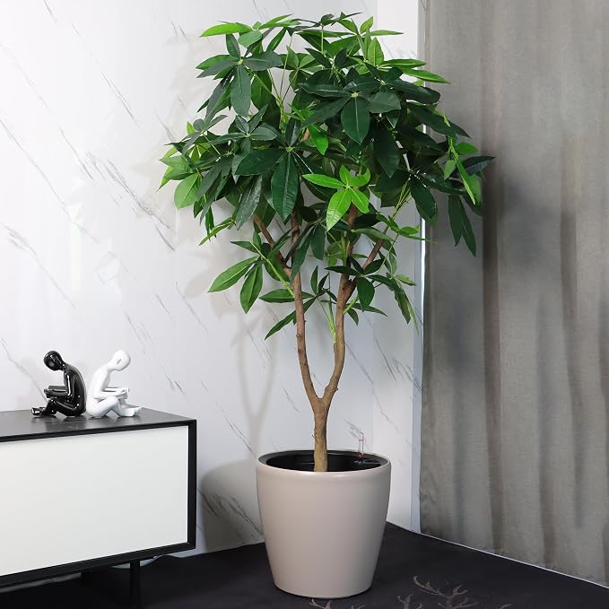 Dexceder 15x14 Self Watering Planter with Wheels (Taupe Matte) | Inner Pot Design, Thickened Large Floor Standing Flower Plant Pot with Water Level Indicator Indoor Outdoor