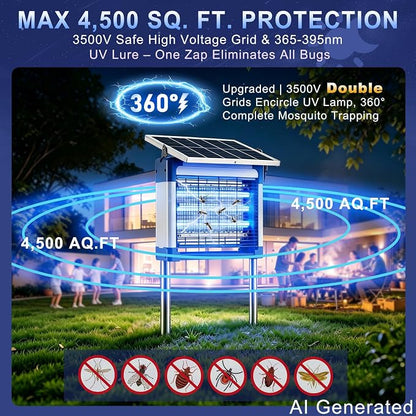 Solar Bug Zapper Outdoor (Silver Gray, 15.5in Diagonal)