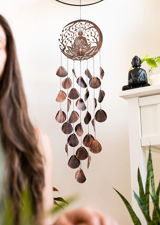 VP Home Shimmering Serenity Buddha Outdoor Garden Decor Wind Chime