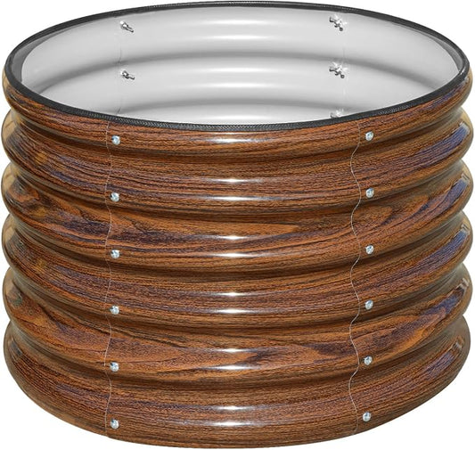 SnugNiture Raised Garden Bed, 2×2×1.5ft Round Galvanized Outdoor Planter Box, 17" Tall Deep Metal Garden Bed Kit for Planting Vegetables, Fruits, Flowers, Brown