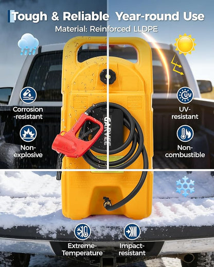 Garvee Slim 15 Gallon Portable Gas Tank, Heavy-Duty Fuel Caddy with Manual Transfer Pump &10FT Hose, Portable Gas Can with Casters, Leak-Proof Gas Container for Lawn Mowers, Tractor, Boat, Snow Blow