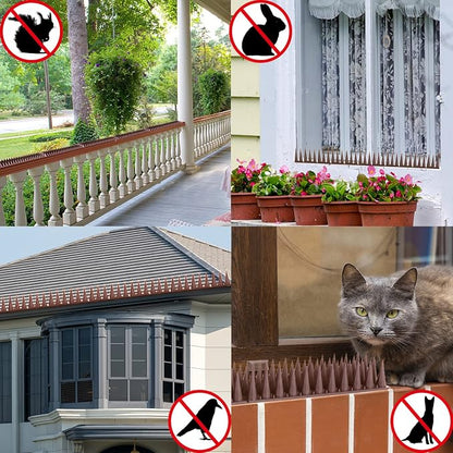 Bird Spikes, 18.7 Feet Bird Guard Spikes for Squirrel Cat Raccoon and Other Small Animals, Pigeon Spikes for Outdoor Fences and Roofs, Durable Plastic Bird Barrier Strips(20 Pack)