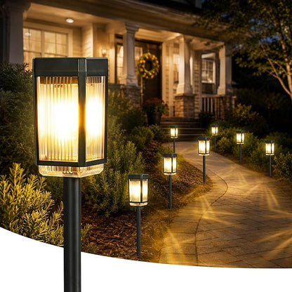 Solar Pathway Lights, 12 Pack Solar Powered Garden Lights Waterproof IP65, 3 Brightness Modes 10-40 LM Outdoor Light for Lawn Patio Walkway Driveway Decor Landscape Lighting (Warm White)
