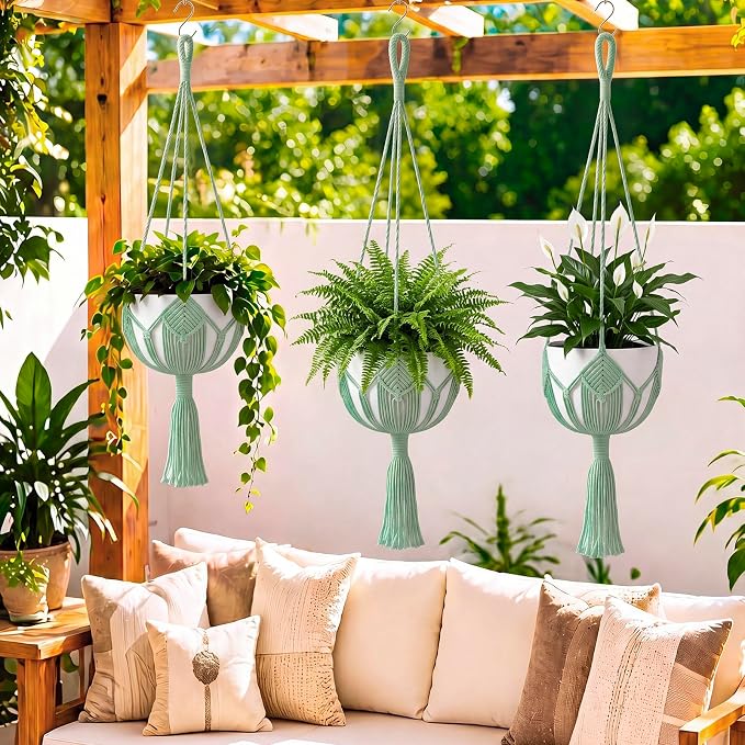Shappy Boho Macrame Plant Hanger, Large Hanging Planter Plant Holder Pot Hanger Hanging Basket Wall Planters, Plants Lover Gift for Indoor Garden