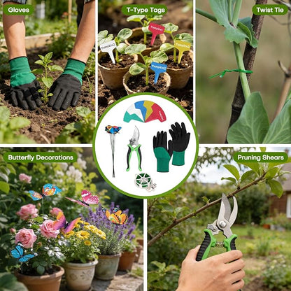 62-Piece Heavy-Duty Garden Tool Set, Complete Garden Tool Kit with Stainless Steel Shovel, Repotting Mat, Pruning Shear&Durable Gardening Tool Bag, Gardening Gift Set—Ideal Gift for Women/Men/Beginner