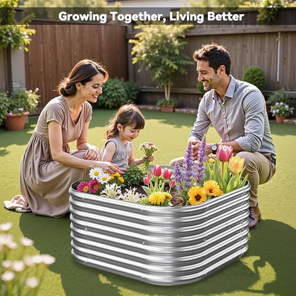 4 Pack 3x3FT Raised Beds for Gardening, Corrugated Galvanized Steel Raised Garden Bed, Outdoor Metal Above Ground Garden Bed for Vegetables and Flowers-3x3FTx10Inch