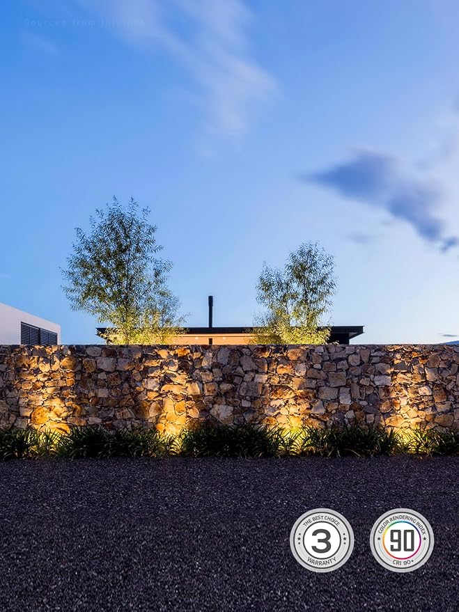 LEONLITE 12-Pack 3W 3000K Well Lights Landscape LED In Ground, 12-24V AC/DC Low Voltage, CRI90 IP67 Inground Well Lights Outdoor, Rock Color Aluminum Housing, Embedded Parts Included