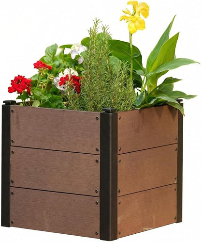 Garden Raised Bed, 19*19*18in Deep Root Planter Box for Patio, Outdoor Herb with Bottom, Vegetable, and Flower Gardening - Durable Wooden Style Planter Box for Easy Mobility and Clearance