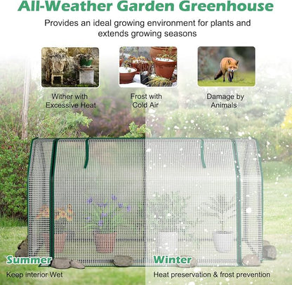 S AFSTAR Raised Garden Bed with Greenhouse Cover, Elevated Wooden Planter Box, 47”L x 24”W x 30”H, Outdoor Gardening Planting Bed for Vegetables Flowers & Herbs Grow Backyard Patio Lawn