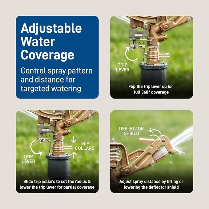Orbit 55016 Brass Impact Sprinkler Head, Dual Nozzle, 3/4 in. MPT