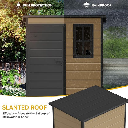DWVO 5x3ft Resin Outdoor Storage Shed with Floor, Waterproof Lockable Tool Shed with Window, Plastic Outside Resin Storage Shed for Garden Backyard Patio Lawn
