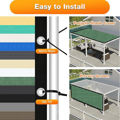Artpuch Outdoor Pergola Shade Cover 6' X 16' Sun Shade Cloth with Grommets, 90% UV Protection Canopy Patio Privacy Screen (Customized Available) GN107, Green