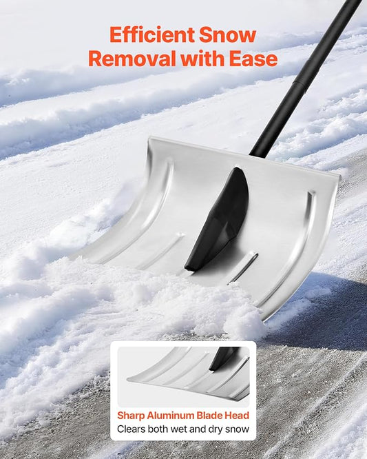 VEVOR Snow Shovel for Driveway, 16 in Wide Aluminum Alloy Snow Shovel, Non Slip Grip, Large Capacity Snowplow Shovels, Detachable & Lightweight Snows Removal Tool for Garden Car Camping Outdoors