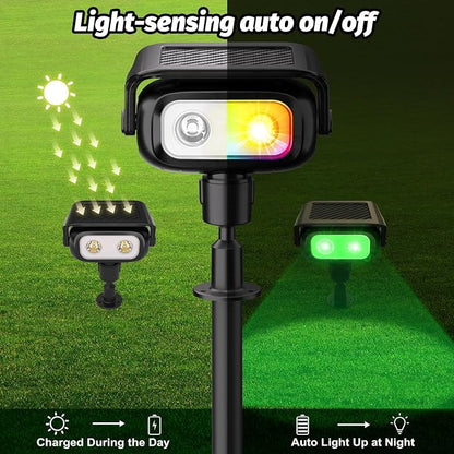 Nreonrick RGB Multicolor Solar Spot Lights 360° Adjustable Solar Lights Outdoor IP65 Waterproof with 2-in-1 Solar Powered Spotlights for Landscape Lighting for Garden,Yard,Pathway (Multi Color,4 Pack)