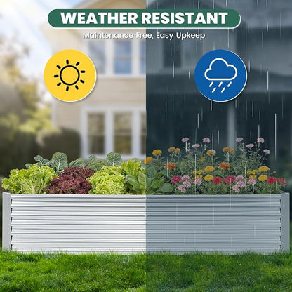 G GOOD GAIN 8x2x2 ft Galvanized Raised Garden Bed Kit, Large Metal Planter Box Outdoor for Vegetables, Flowers, Herbs, 240 Gallon Capacity Deep Root Design, Silver