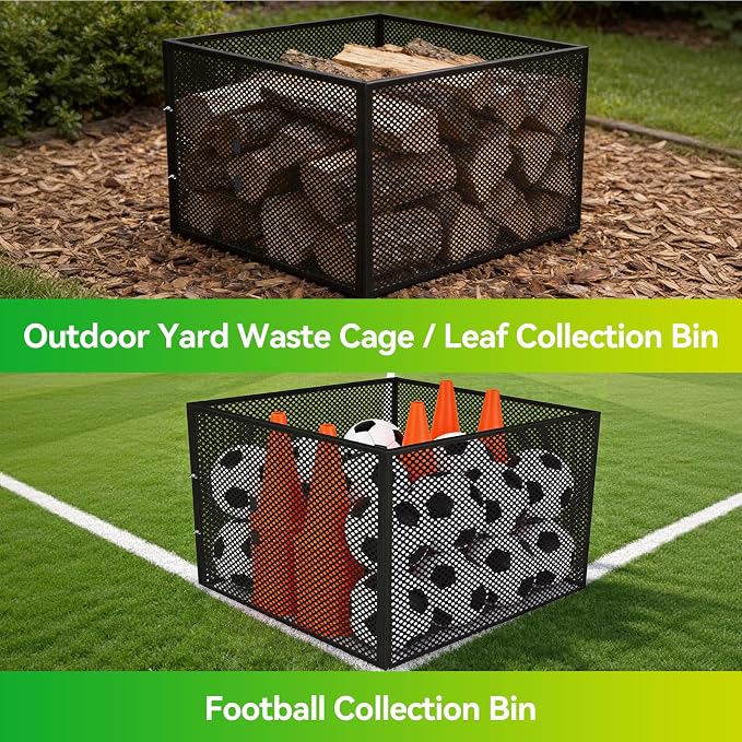 Compost Bin Outdoor with Lid - Large 93/130 Gal Composter 2-in-1 Design, Heavy-Duty Galvanized Steel Perforated Sheet with Rust-Proof Coating, Versatile Outdoor Fence, for Garden, Yard & Kitchen Waste