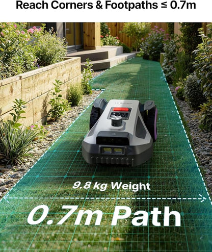 ANTHBOT M5 Lidar Robot Lawn Mower, 360°LiDAR+Vision Perimeter Wire Free 1/8 Acre, Vision Obstacle Avoidance Robotic Lawnmower with Automatic Mapping Zone Division, 45% Slope, App Control
