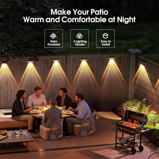 AUDLES Fence Lights Solar Powered, 12 Pack 3 Color Temp LED Solar Fence Lights Outdoor, IP65 Waterproof Landscape Step Lights for Backyard, Patio, Railing, Garden, Yard, Home Improvement