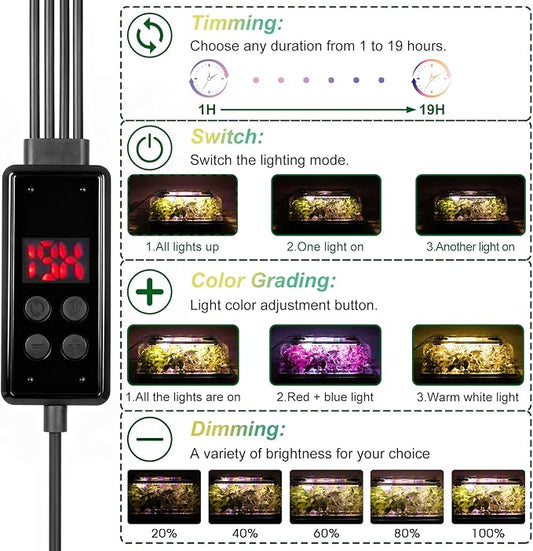 Seed Starter Tray with Grow Light, 192-Cell Seed Starter Kit, Seedling Starter Trays with Humidity Domes, Automatic Timer, Adjustable Light Indoor Gardening Plant Germination Trays