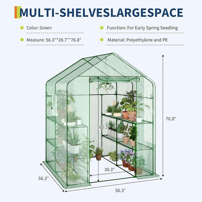 Portable Greenhouse, 57 x 57 x 76'' Greenhouses for Outdoors, Durable Small Green House Kit, Thicken PE Cover, Walk in Green Houses for Indoor Backyard Outside